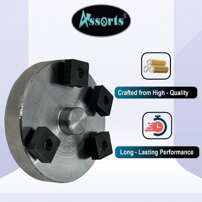 Assorts Back Plate M-14.1 Thread, 62mm Diameter for 65mm 3-Jaw & 4-Jaw Self-Centering Chucks, and 50mm 3-Jaw & 4-Jaw Self-Centering Chucks, Ideal for 3" & 4" Regular and Tilting Rotary Tables