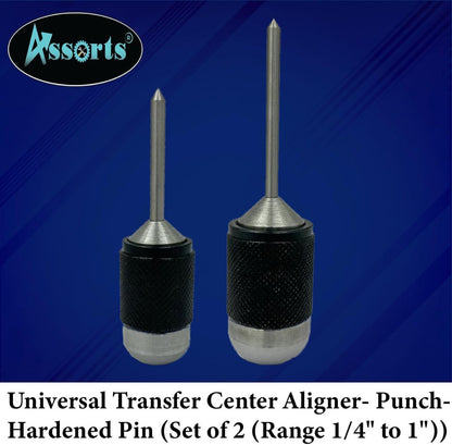 Universal Transfer Center Aligner- Punch-Hardened Pin (Set of 2 (Range 1/4" to 1"))