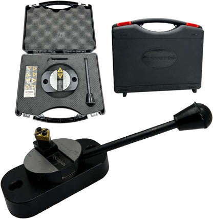 Assorts Lathe Ball Turning Attachment – Oval Base with Graduation Scale – Double Bit – Convex & Concave Metal Sphere Radius Turning Fits Myford & Similar Lathes – Supplied in Plastic Suitcase with 1 Cutting Bit Box
