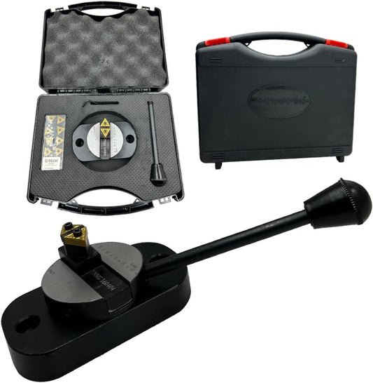 Assorts Lathe Ball Turning Attachment – Oval Base with Graduation Scale – Double Bit – Convex & Concave Metal Sphere Radius Turning Fits Myford & Similar Lathes – Supplied in Plastic Suitcase with 1 Cutting Bit Box