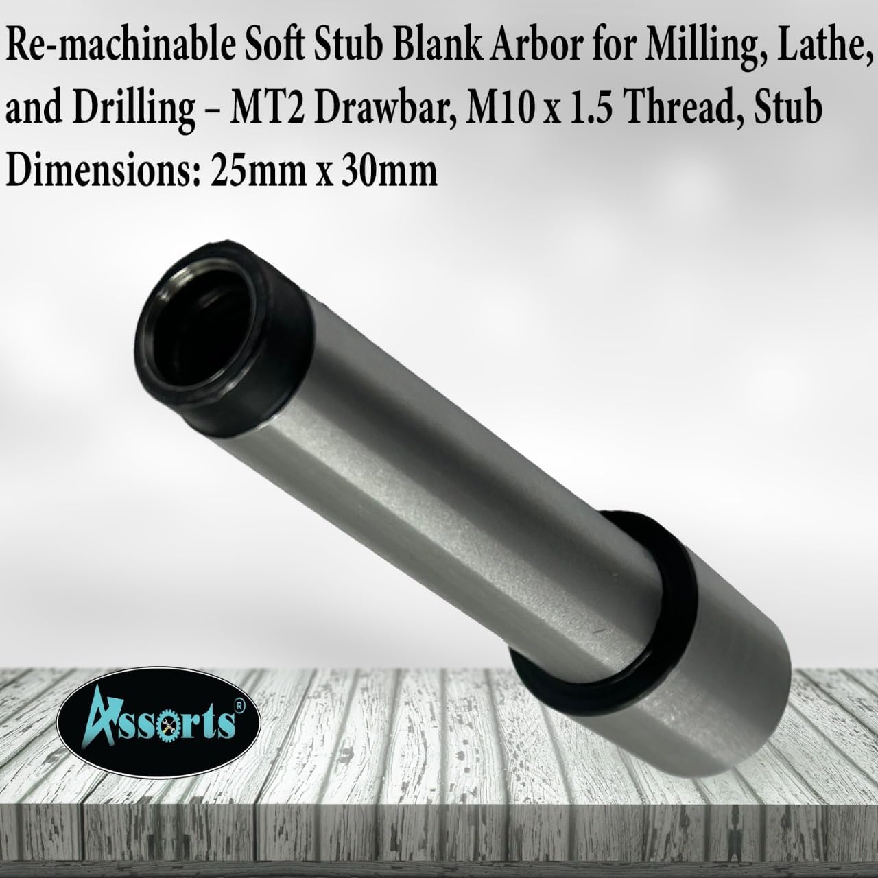 Assorts Re-machinable Soft Stub Blank Arbor for Milling, Lathe, and Drilling – MT2 Drawbar, M10 x 1.5 Thread, Stub Dimensions: 25mm x 30mm