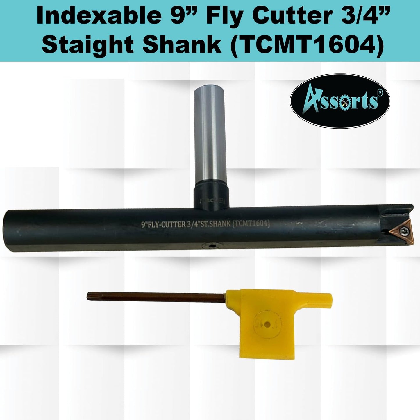 Assorts 9″ Balanced Fly Cutter Indexable Face Milling Cutter with 3/4″ Straight Shank, Single TCMT1604 Insert, Torx Screw & Star Key Included