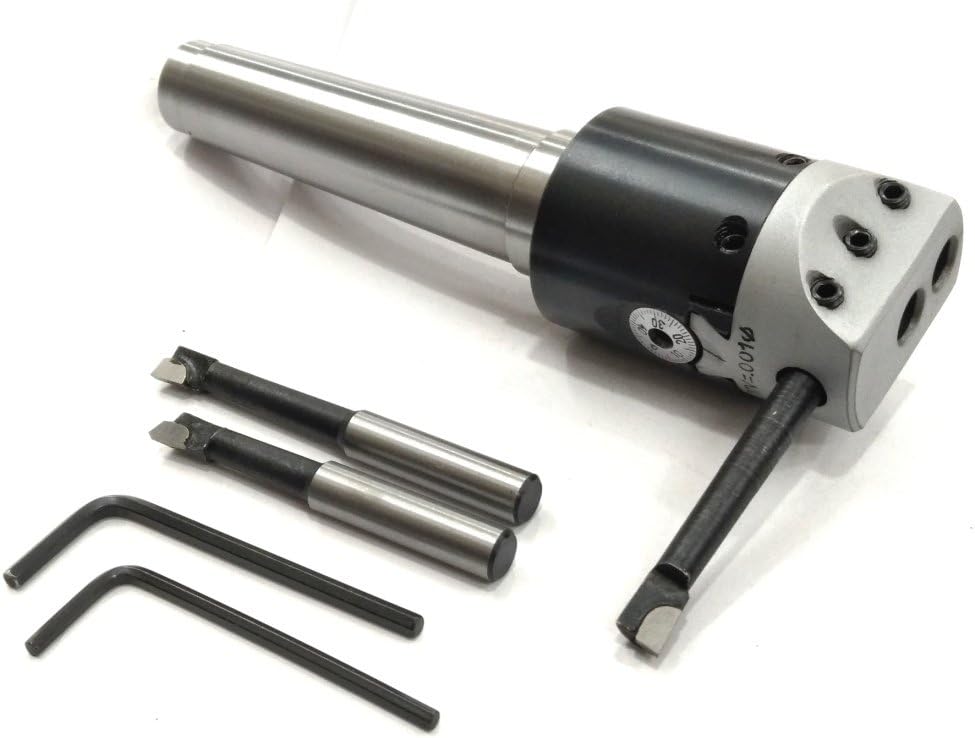 QUALITY PRECISION BORING HEAD DIAMETER 1.5" INCHES WITH CARBIDE TOOLS// 1 DIV: 0.001 THOU (3MT SHANK (M12 X 1.75 DRAWBAR))