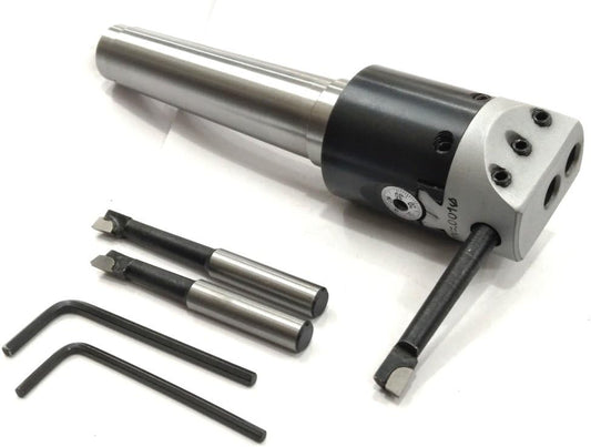 QUALITY PRECISION BORING HEAD DIAMETER 1.5" INCHES WITH CARBIDE TOOLS// 1 DIV: 0.001 THOU (3MT SHANK (M12 X 1.75 DRAWBAR))