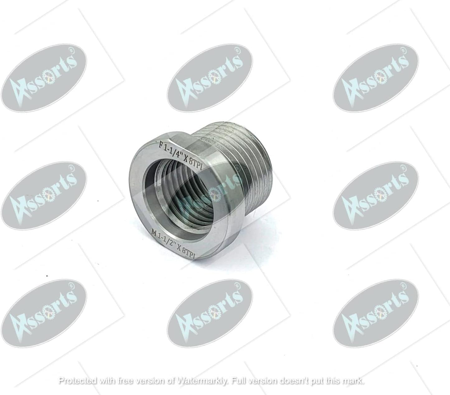 Woodworking Lathe Headstock Spindle Adapter Adaptor Male Thread 1-1/2" x 8 TPI to Female Thread 1-1/4" x 8 TPI
