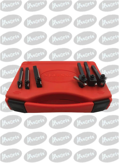 Assorts Mini Cut-Off Parting Tool Set - Features 6mm, 8mm, and 10mm Shank Sizes with HSS Parting Blade, Includes Mini Turning Tool Holder with 8mm Shank and Left, Right, and Straight Turning Tools