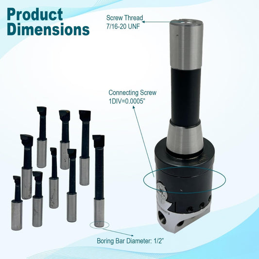 Assorts' Quality Boring Head 2" Inches for Milling & Lathe Machine (R8 Shank (7/16 UNF Drawbar))