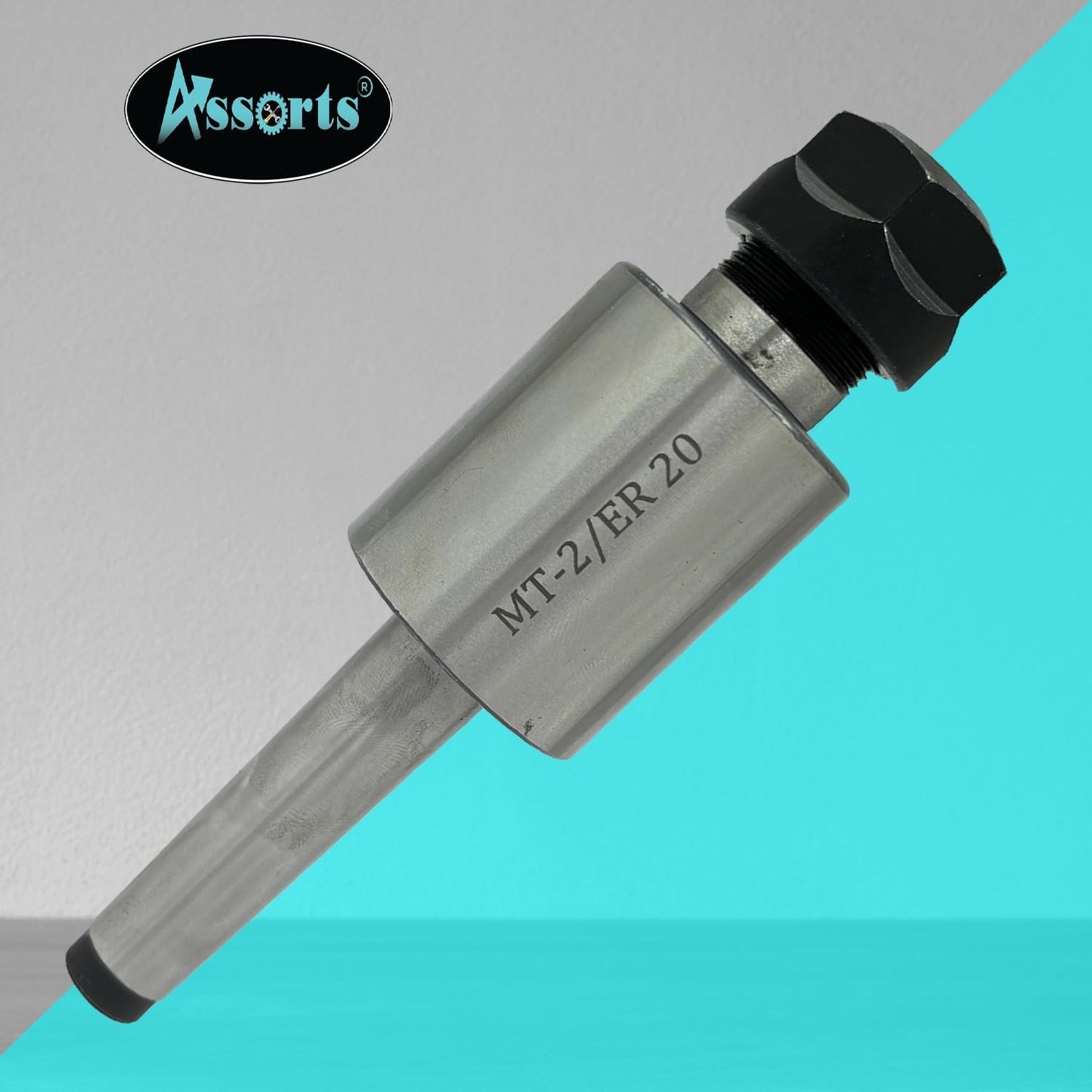 ASSORTS MT-2 Shank Rotary Broach Holder with ER20 Adapter & 7-Piece HEX Broach Set (3–12mm) for CNC Lathe, Milling Machine, Precision Internal Hex Cutting Tools