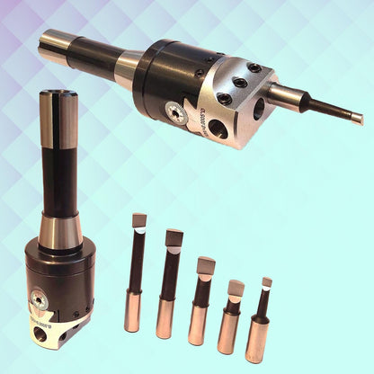Assorts Boring Head 2 inch for Milling & Lathe Machine 1 Div: 0.0005" & 5 Pcs HSS Boring Bars R8 Shank (7/16 UNF Drawbar)