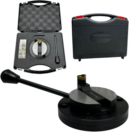 Assorts Lathe Ball Turning Attachment – Round Base with Graduation Scale – Single Bit – Convex & Concave Metal Sphere Radius Turning Fits Myford & Similar Lathes – Supplied in Plastic Suitcase with 1 Cutting Bit Box