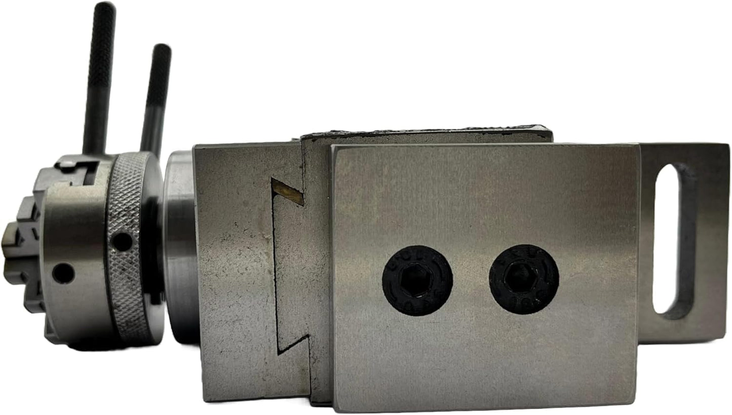 Assorts New Mini Fixed Vertical Slide (90mm x 50mm) with 3-Slots and Precision Side Scale, Z-Angle Plate, and 50mm 4-Jaw Self-Centering Chuck with Back Plate - for Mini Lathe Metalworking Projects