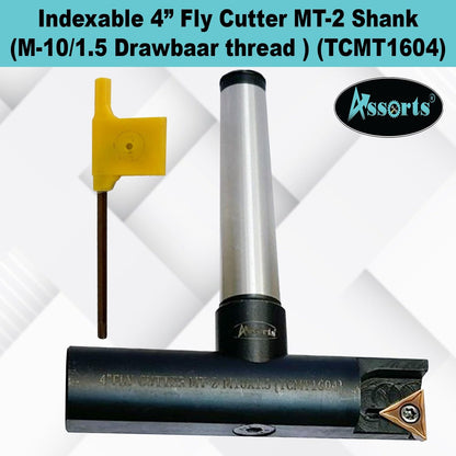 ASSORTS Indexable 4" Fly Cutter MT-2 Shank, TCMT1604 Inserts, M10x1.5 Drawbar Thread – High Precision Milling Cutter for CNC & Lathe Applications