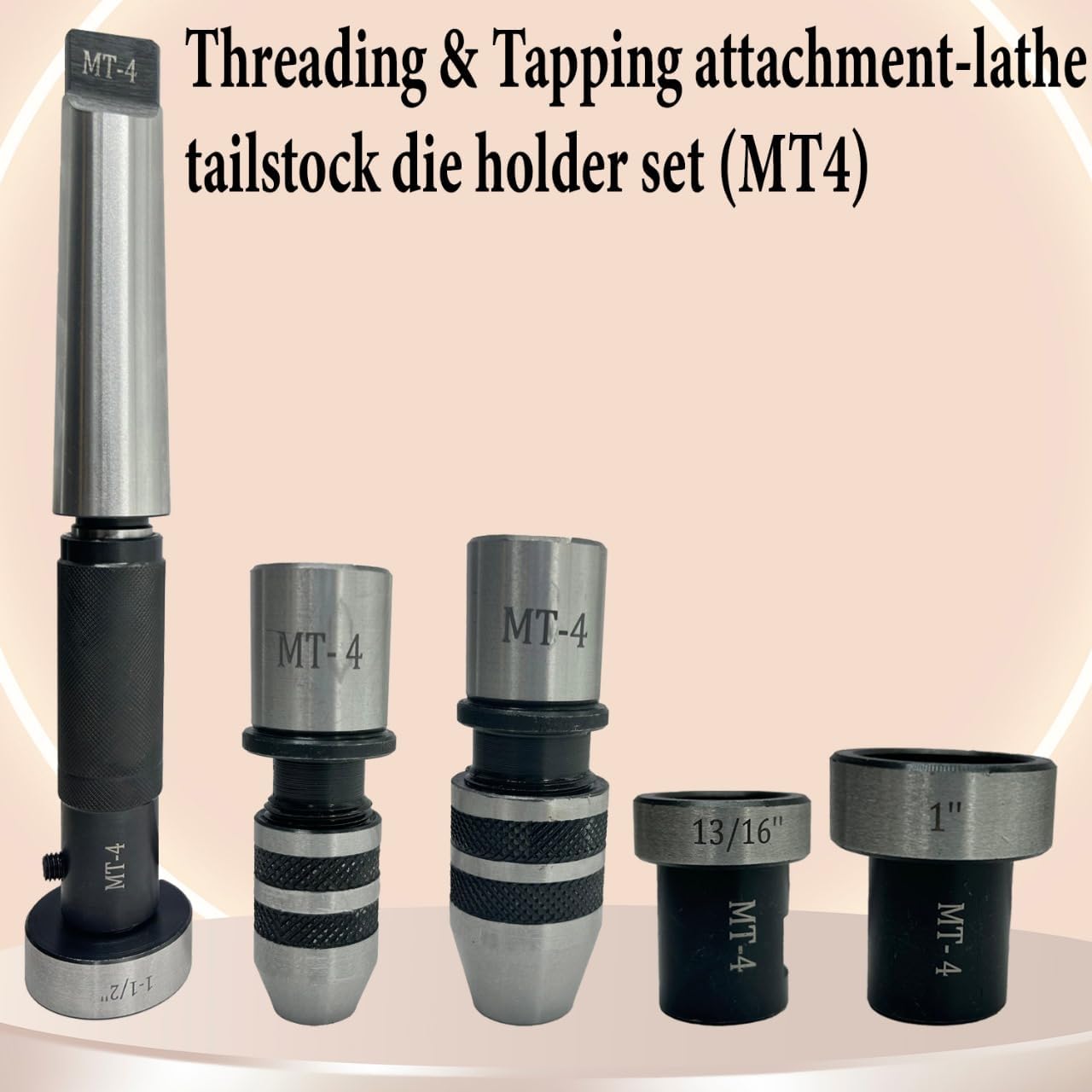 Tapping, reaming and threading die holder set for lathe tailstock (MT4)
