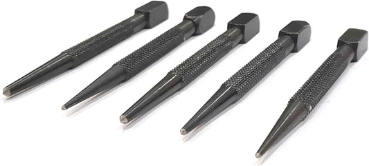 5 Pc square head knurled body grip Center punch-Imperial sizes II Hard & ground tip