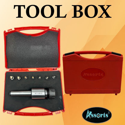 MT3 Shank Rotary Broach ER-25 Adapter + 7 Square Broaches