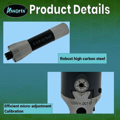 QUALITY PRECISION BORING HEAD DIAMETER 1.5" INCHES WITH CARBIDE TOOLS// 1 DIV: 0.001 THOU