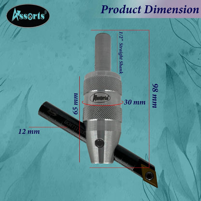 Assorts New Developed Fly Cutter with 1/2" (12.7 mm) Straight Shank & Indexable Boring Bar – Includes 10 PCS DCMT 11T304 Inserts,Plastic Case | Perfect for Facing & Boring