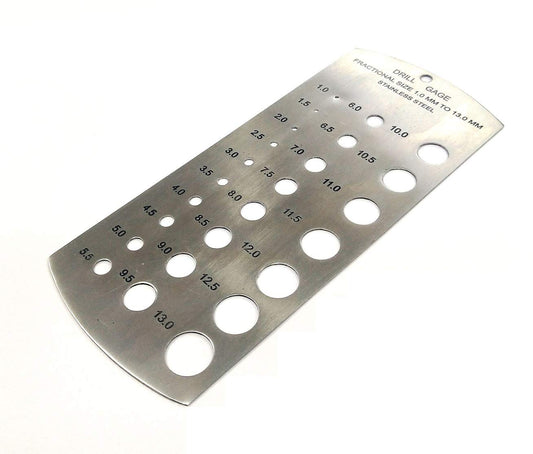 Assorts Drill Gauge Metric Standard-Made in Stainless Steel Range 1-13 mm