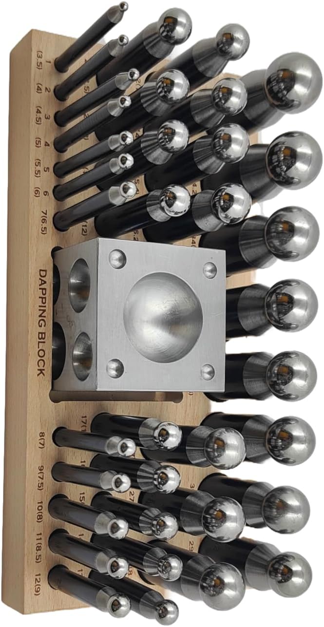 ASSORTS 37pcs Medium Doming Block Swage Punch Set Made of Steel Dapping Die Jewellers Tool