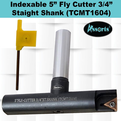 Assorts 5″ Balanced Fly Cutter Indexable Face Milling Cutter with 3/4″ Straight Shank, Single TCMT1604 Insert, Torx Screw & Star Key Included