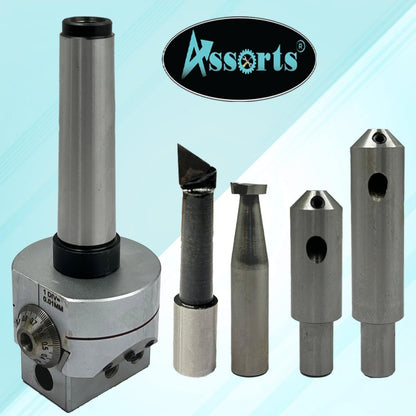 Boring Head 62 mm Diameter for Lathe, milling Machine Tools Accessories with Fly Cutters, Carbide brazed Tool Sets // 1 div=0.01 mm (Morse Taper mt3 (m12 x 1.75 Drawbar))