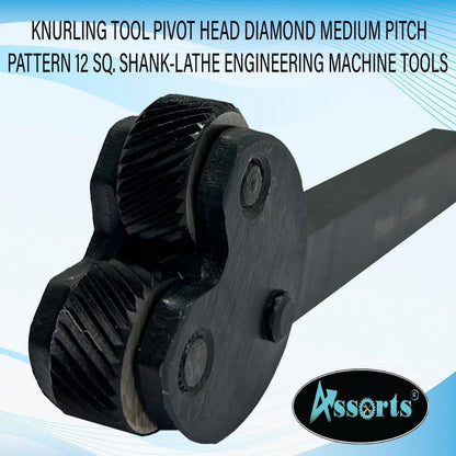 KNURLING TOOL PIVOT HEAD DIAMOND MEDIUM PITCH PATTERN 1/2" SQ. SHANK-LATHE ENGINEERING MACHINE TOOLS