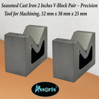 Seasoned Cast Iron 2 Inches V-Block Pair – Precision Tool for Machining, 52 mm x 38 mm x 25 mm