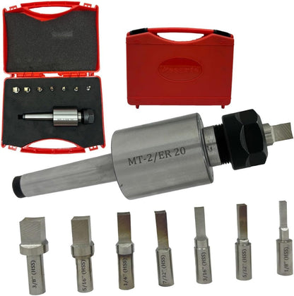 MT2 Shank Rotary Broach Kit with ER-20 Adaptor & 7-Piece Square Broach Set – Precision Tooling for CNC and Milling Machines