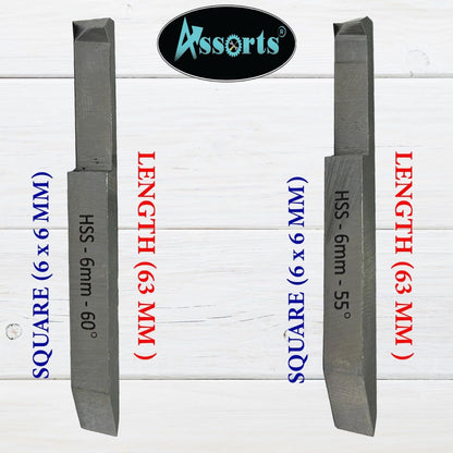 Double End Internal External Threading HSS Tool Set for Lathe Machine (6 x 6 MM SHANK)