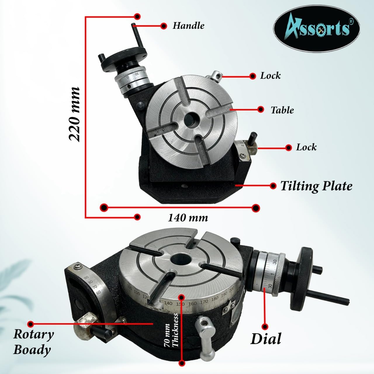 Precision 4" Inch/ 100 mm Tilting Rotary Table with MT2 Bore-Milling, Lathe