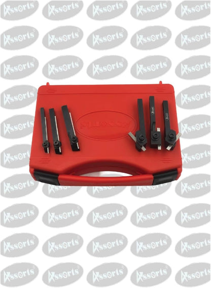Assorts Mini Cut-Off Parting Tool Set - Features 6mm, 8mm, and 10mm Shank Sizes with HSS Parting Blade, Includes Mini Turning Tool Holder with 8mm Shank and Left, Right, and Straight Turning Tools