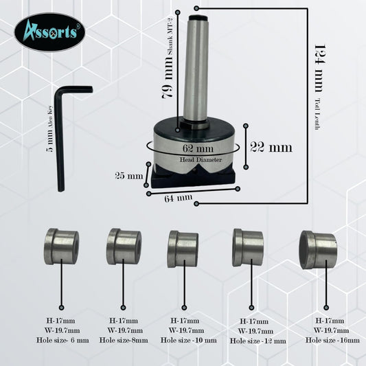 V-Boring- Adaptor for Round Bar Drilling on Lathe Machine (Morse Taper MT1)