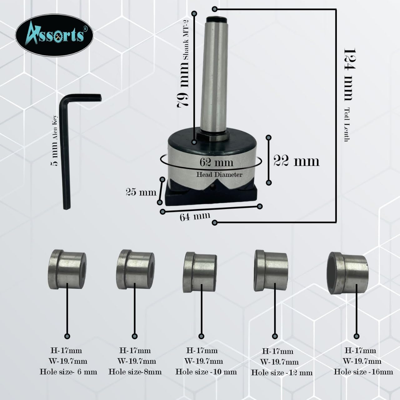 V-Boring- Adaptor for Round Bar Drilling on Lathe Machine (Morse Taper MT2)