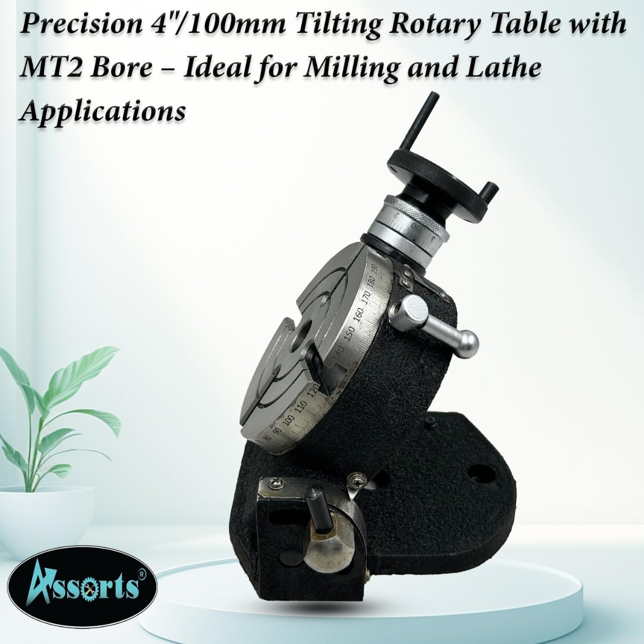 Precision 4" Inch/ 100 mm Tilting Rotary Table with MT2 Bore-Milling, Lathe,Engineering Tools - 3 SLOTS