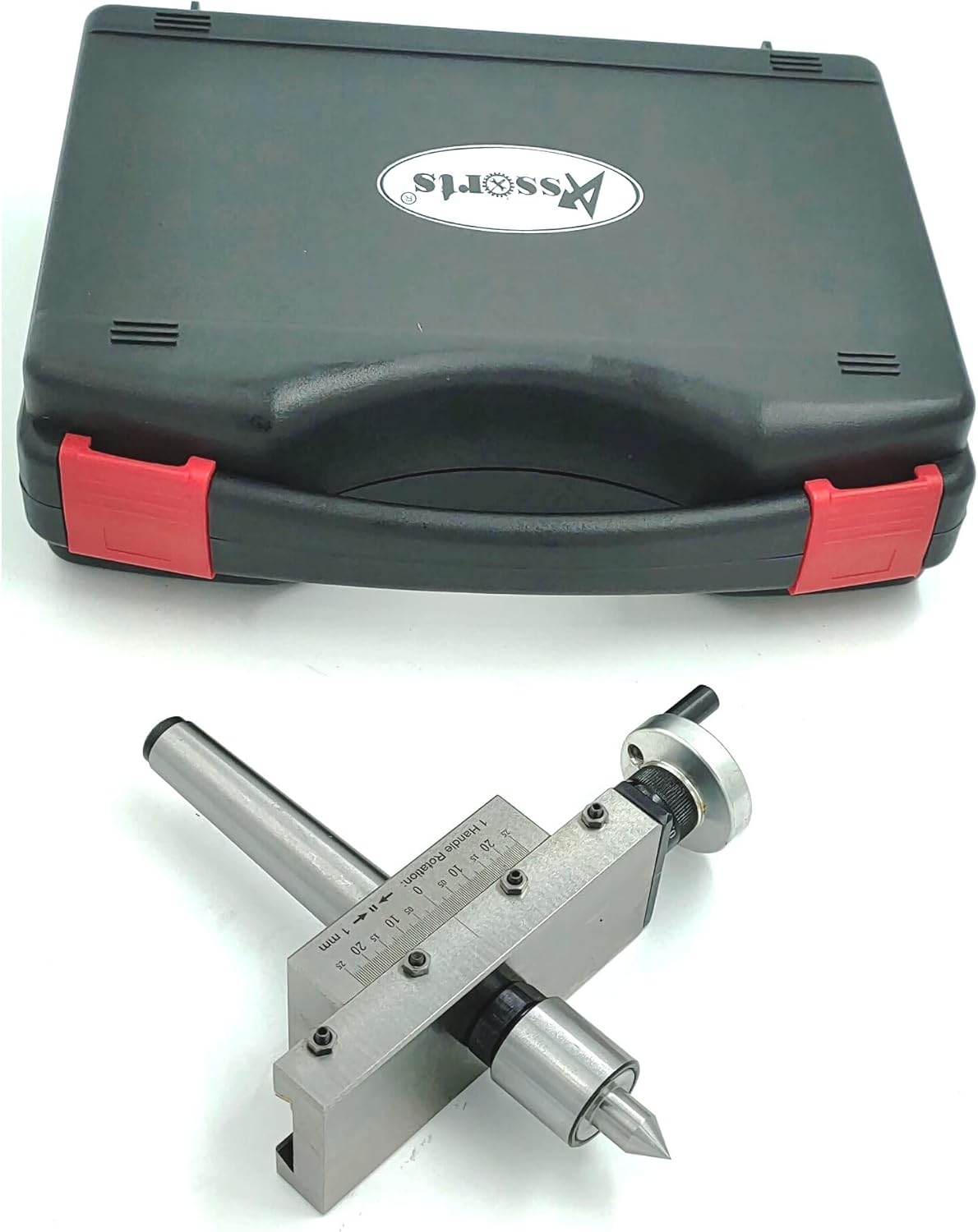 Assorts' Taper Turning Attachment with Live Revolving Center For Turning Tapers on Lathe Machine II Supplied in Plastic Suitcase II Check Working Video in Description (Morse Taper 2MT)