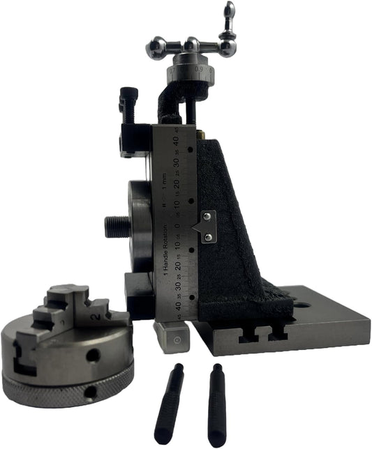 Assorts New Mini Fixed Vertical Slide with 2-Slot Side Scale and Sturdy Base Plate, Featuring a 50mm 3-Jaw Self Centering Chuck with Enhanced Stability Back Plate for Mini lathe metalworking