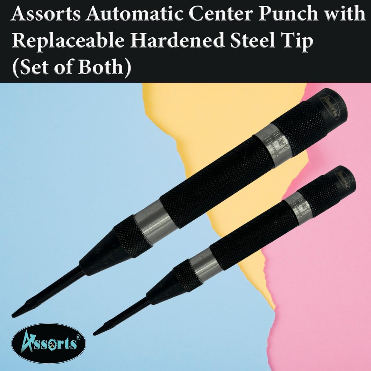 Assorts Automatic Center Punch with Replaceable Hardened Steel Tip (Set of Both)