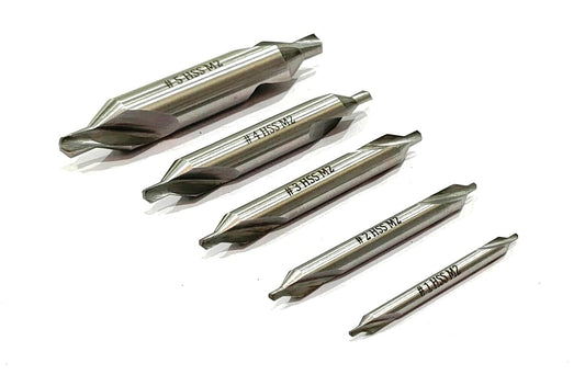 5 Pcs Set Lathe Mill Center Drill Countersink Bit Tooling for Soft Iron, Aluminium, Carbon Steel, Brass,Wood