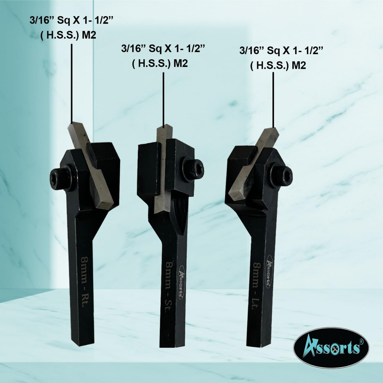 Assorts Mini Cut-Off Parting Tool Set - Includes 6mm, 8mm, and 10mm Shank Sizes with HSS Parting Blade, and Mini Turning Tool Holder with 10mm Shank - Left, Right, and Straight Turning Tools