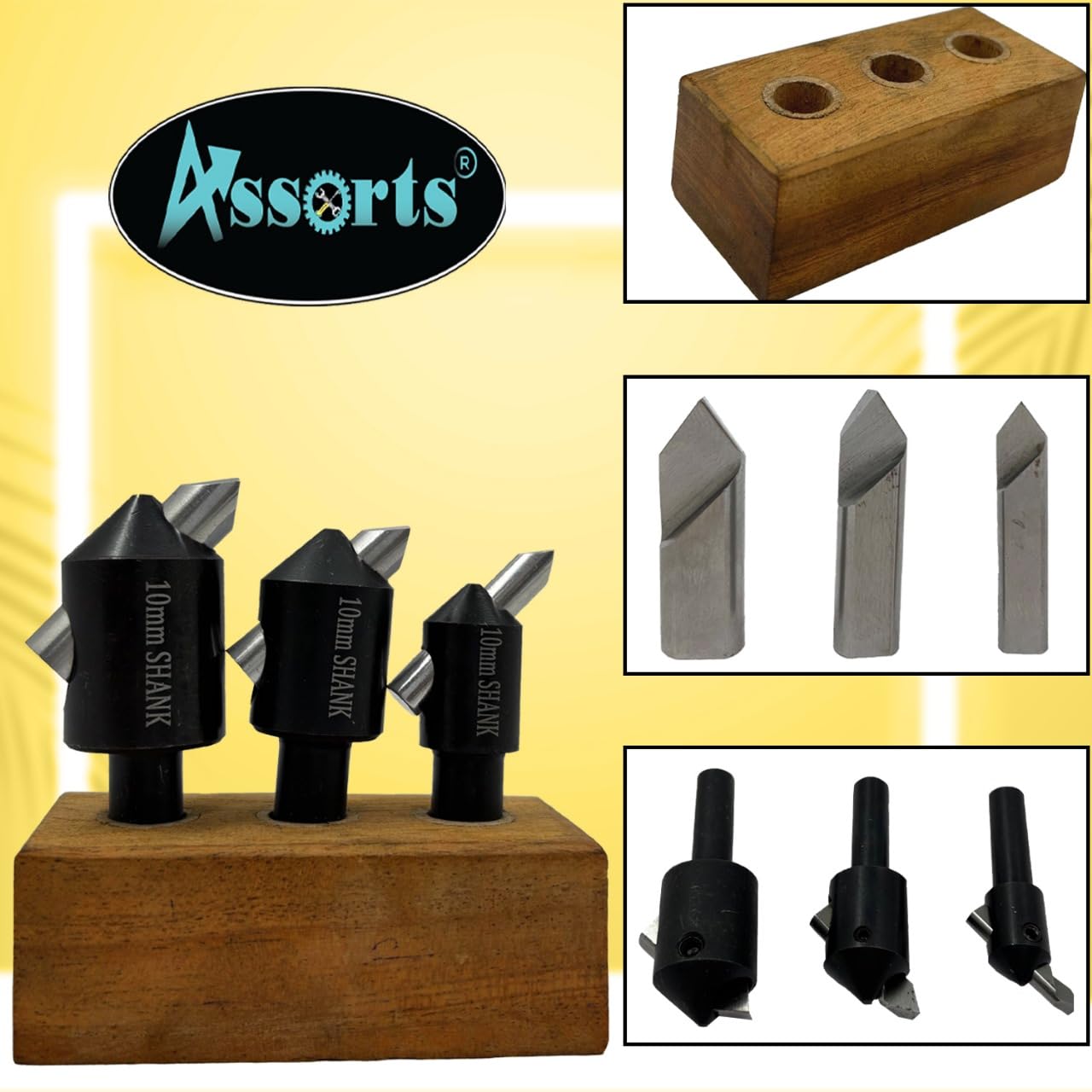 Set of 3 Fly Cutters with 10mm Shank HSS Tool Bit