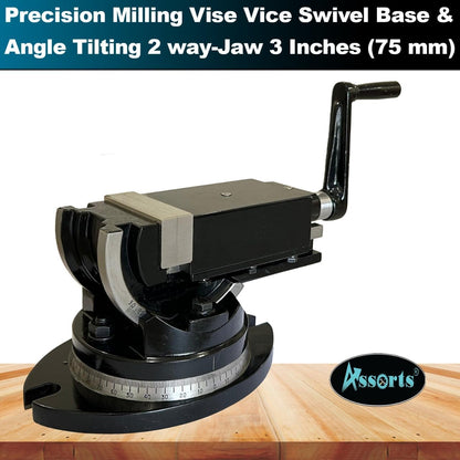 Precision Milling Vise Vice Swivel Base & Angle Tilting 2 way-Jaw 3" Inches (75 mm)