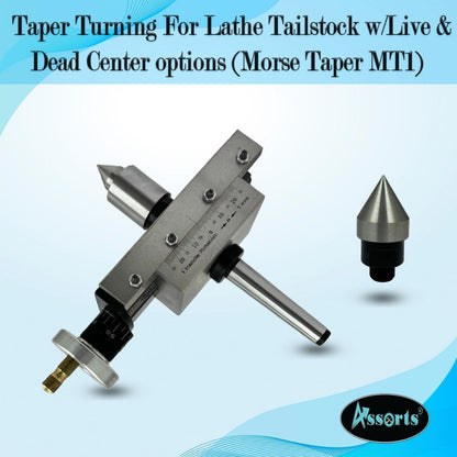 Design Patent Taper Turning For Lathe Tailstock w/Live & Dead Center options - Morse Taper MT1