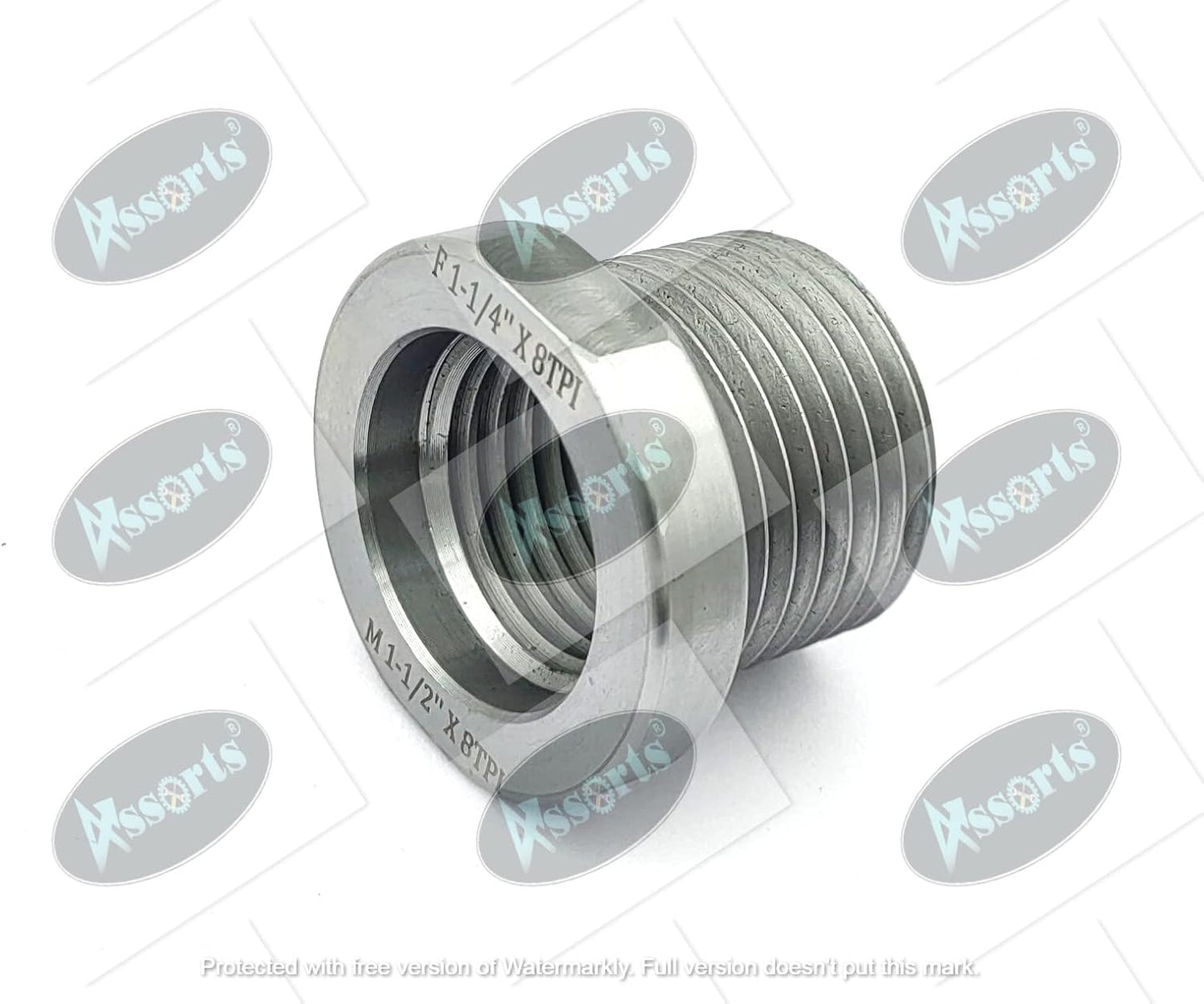 Woodworking Lathe Headstock Spindle Adapter Adaptor Male Thread 1-1/2" x 8 TPI to Female Thread 1-1/4" x 8 TPI