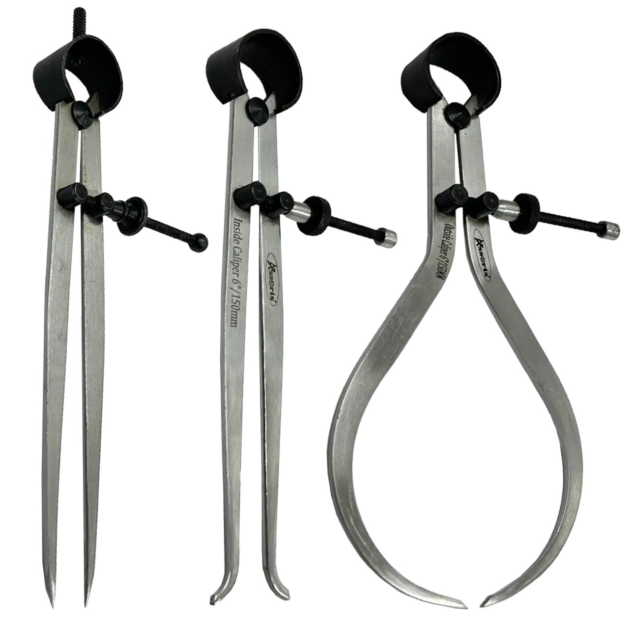 Assorts 3 Pieces Spring Caliper Set - Inside, Outside & Divider 6" inch (150 mm)-Measuring Tool, Workshop, Toolroom