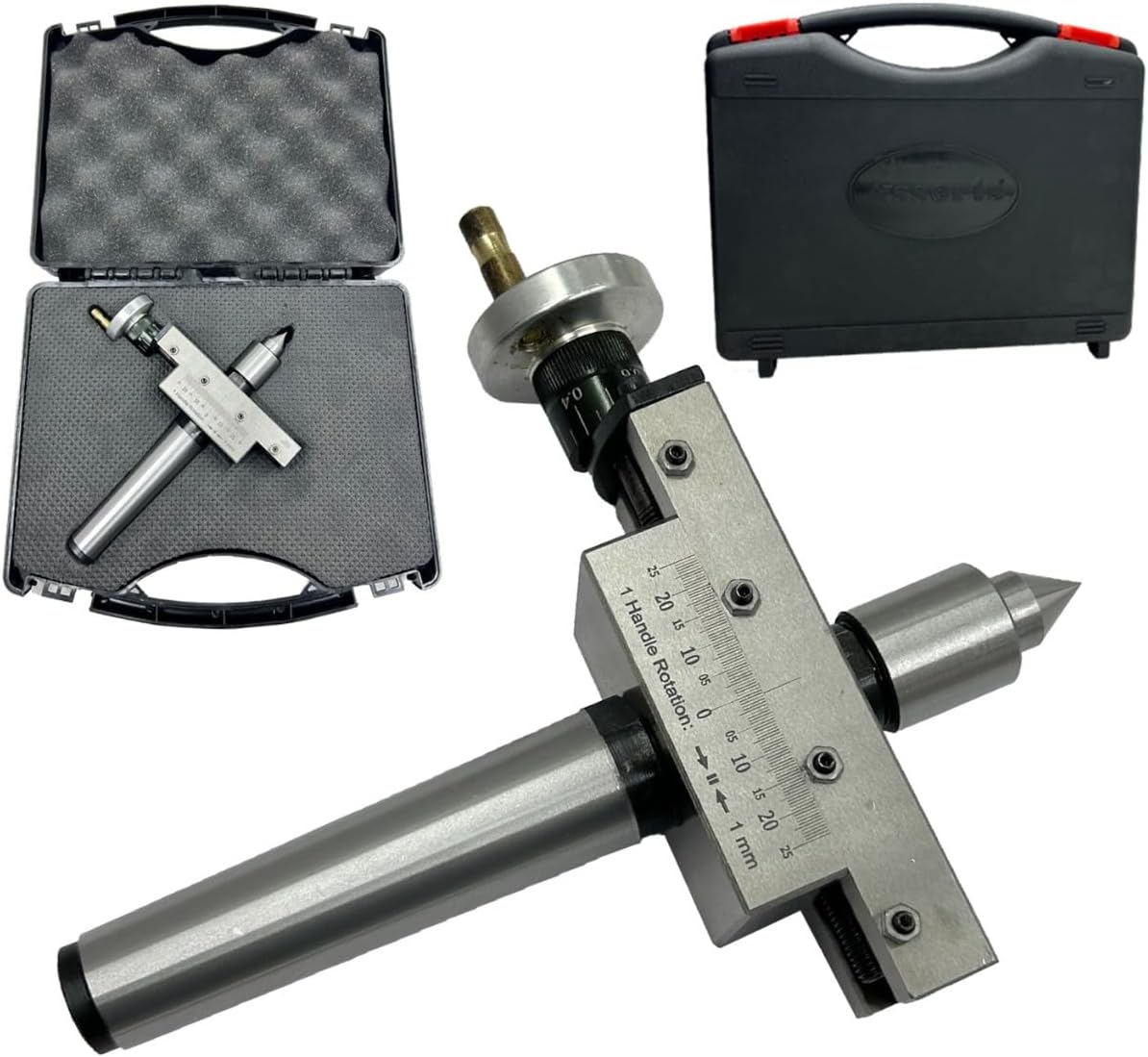 Assorts' Taper Turning Attachment with Live Revolving Center For Turning Tapers on Lathe Machine II Supplied in Plastic Suitcase II Check Working Video in Description (Morse Taper 3MT)