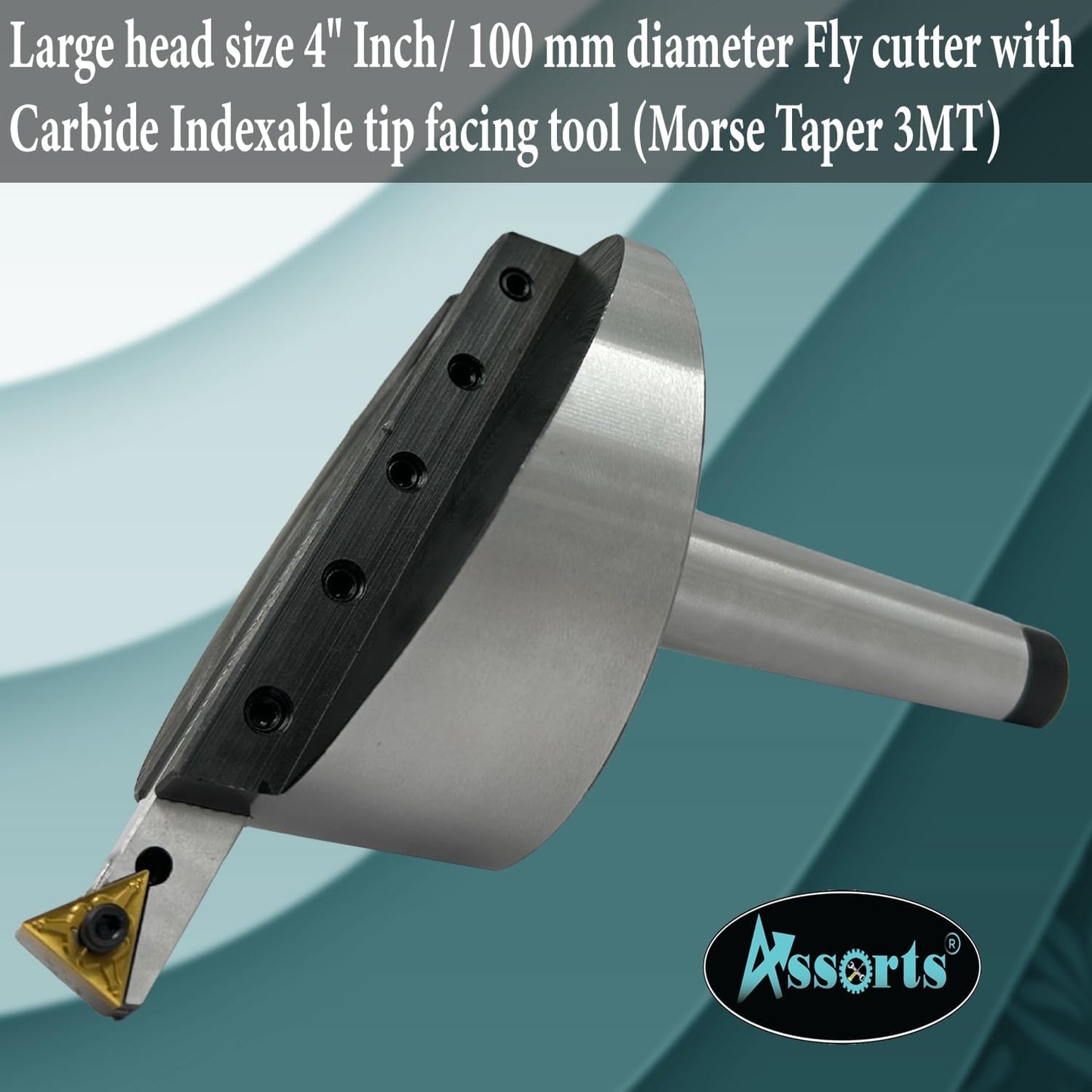 Large head size 4" Inch/ 100 mm diameter Fly cutter with Carbide Indexable tip facing tool (Morse Taper 3MT)