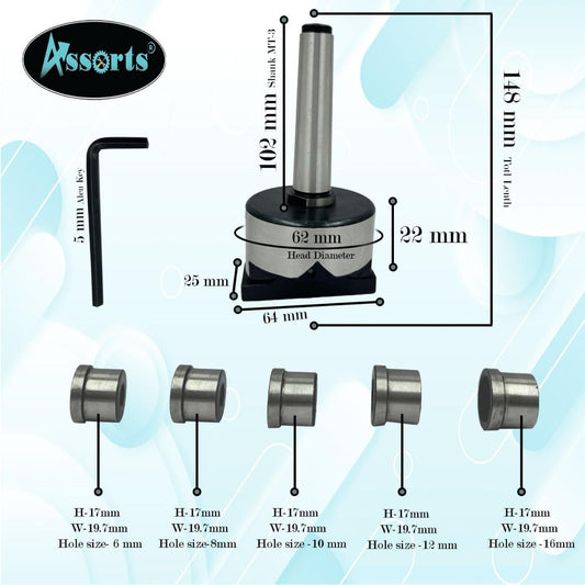 V-Boring- Adaptor for Round Bar Drilling on Lathe Machine (Morse Taper MT3)