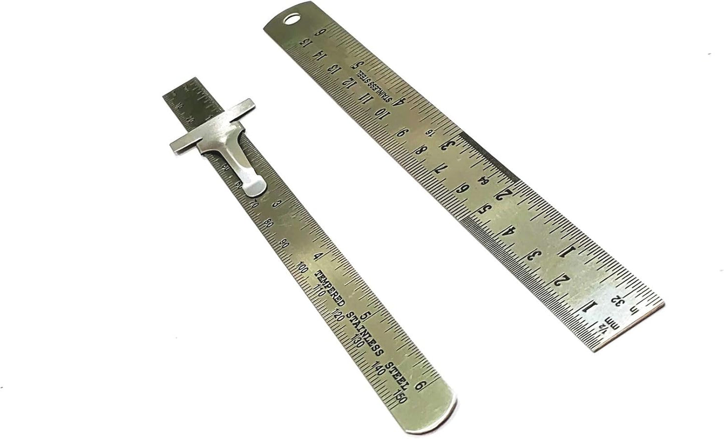 Stainless Steel Measuring Tools (Set of 1 x 6" Ruler & 1 x 6" Depth Gauge cum Ruler)