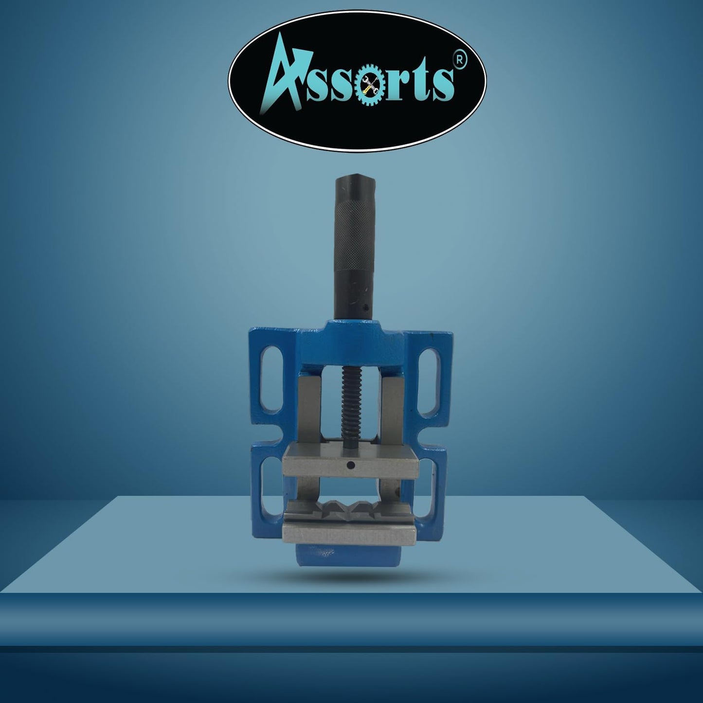 Uni-Grip Drill Press Vise Blue Powder-Coated - High-Grade Cast Iron 3-Inch (80 mm)