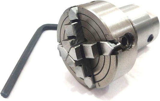 Lathe Spindle Adapter Connects 1" x 8 TPI Machine Spindle to M14 x 1 Threaded Chucks (ADAPTOR WITH 50 MM 4 JAW INDEPENDENT CHUCK)